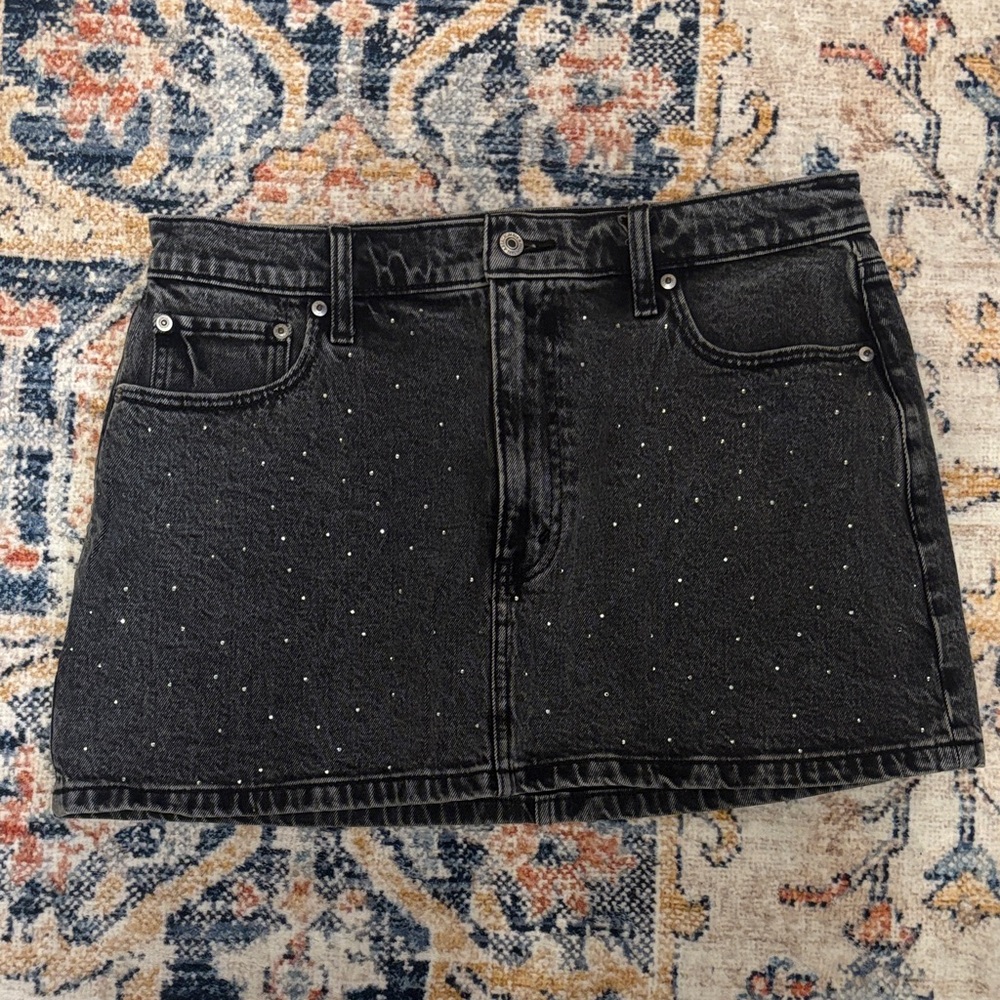 Abercrombie & Fitch Black Mini Skirt with Silver Accents